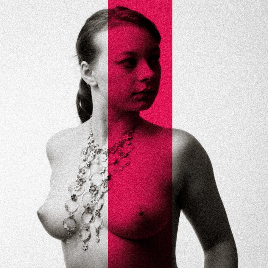 Neon Pink, Female Erotic, Black and White Fine Art Print 5x5