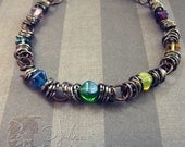 LGBT Aspie Autism Chakra Bracelet - Crimson Red Orange Yellow Emerald Green Turquoise Blue Indigo Violet Lavender - Copper Spectrum