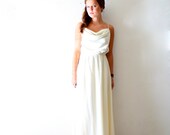 Vintage Wedding goddess cowl drape neckline chiffon dress