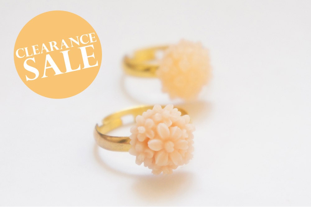 Clearance SALE Romantic Blossom Flower Ring - Size Adjustable - Blush Set