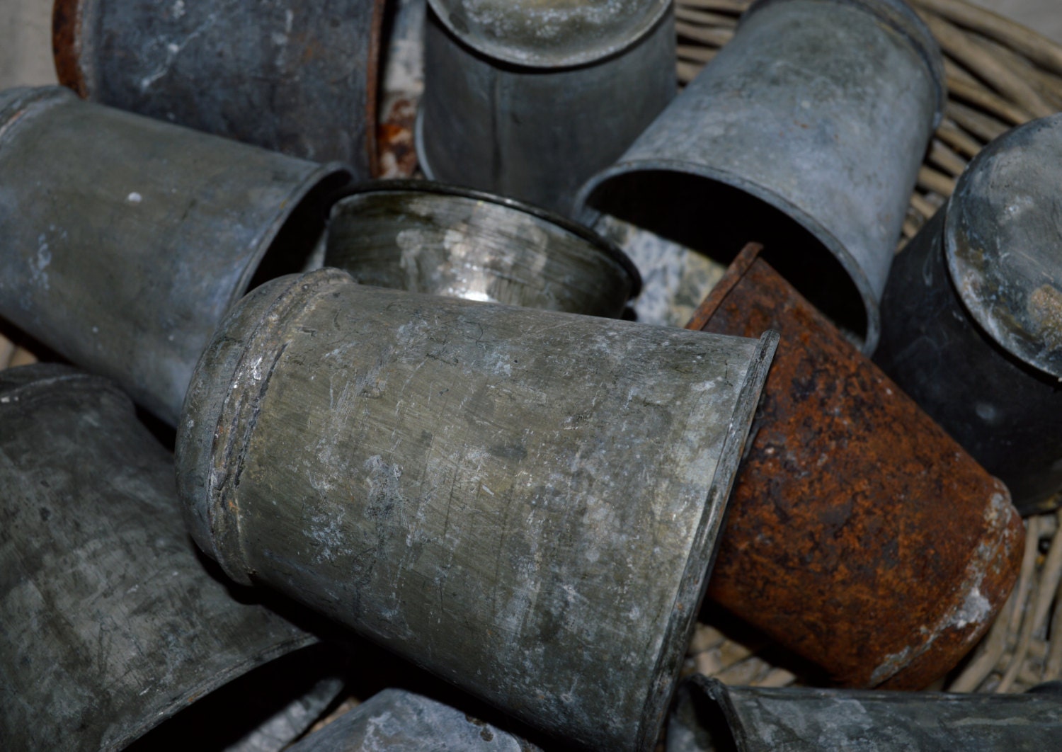 Reserved for VintageInfluences Lot of 20 Vintage Zinc Pots