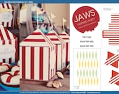 Beach Party Tents and Flags - INSTANT DOWNLOAD - Printable Birthday Party Decorations - Jaws Shark Attack