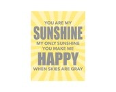 You Are My Sunshine, Nursery Wall Art, Subway Art, Nursery Art, Yellow and Gray, Playroom Art, Art for Nursery, Kids Wall Art, Nursery Print