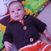 Sweater Cardigan for Baby in Natural Alpaca size 6 months Dark Gray with Wooden Buttons