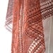 OOAK Knitted pure silk lace scarf shawl wrap in copper red orange rust colour