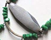 Makayla- Gray and Green Tribal Necklace