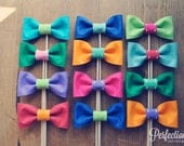 Set of 6 Bow-ties on a stick // Felt // Assorted Colors // Bow tie prop // Photo Booth Props // Wedding Photo Props