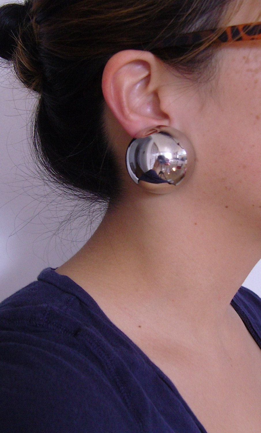 Silver Dome - Large Clip Earrings