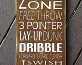 Basketball Typography Art Wood Sign - Subway Art - Childrens/Teen Wall Art