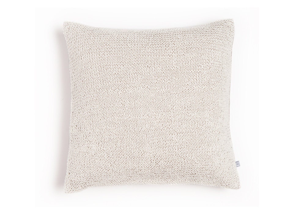 Linen Accent Pillow with white knit overlay by Lovely Home Idea