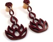 Dripping Lotus 3-D Dangling Inlay on Maple Wooden Plugs - 0g (8mm) 00g (9mm) (10 mm) 7/16" (11mm) 1/2" (13mm) 9/16" (14mm) 5/8" Ear Gauges