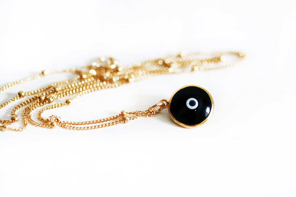 BLACK evil eye necklace