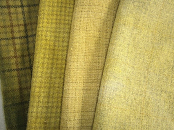 Hand Dyed Wool Fabric for Rug Hooking and Appliqué 4 Eighths Bundle GOLDS YELLOWS