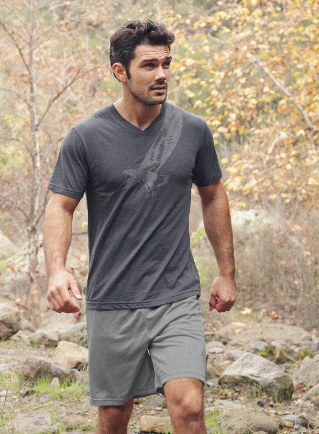 Black V-Neck for men - bamboo cotton - athletic tshirt - moisture wicking