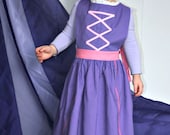 RAPUNZEL Disney inspired CHILD costume apron. Fits sizes 2t, 3t, 4, 5, 6, 7, 8, 9, 10, 11, 12. Tangled Birthday Party Gift.