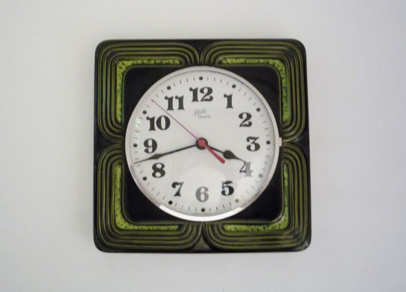 Vintage German Ceramic Wall Clock from Schatz Made in Germany