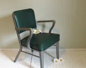 Mid Century Industrial Upholstered Steel Chair - Retro SteelCase Office Furniture - Vintage Desk or Guest Seating - FREE Shipping