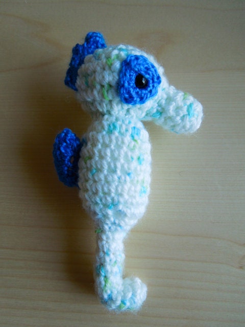 Blue Finned Seahorse Amigurumi