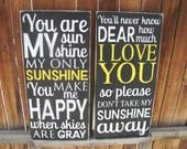 You Are My Sunshine Both Verses Song Set Wooden Distressed Subway Art Signs