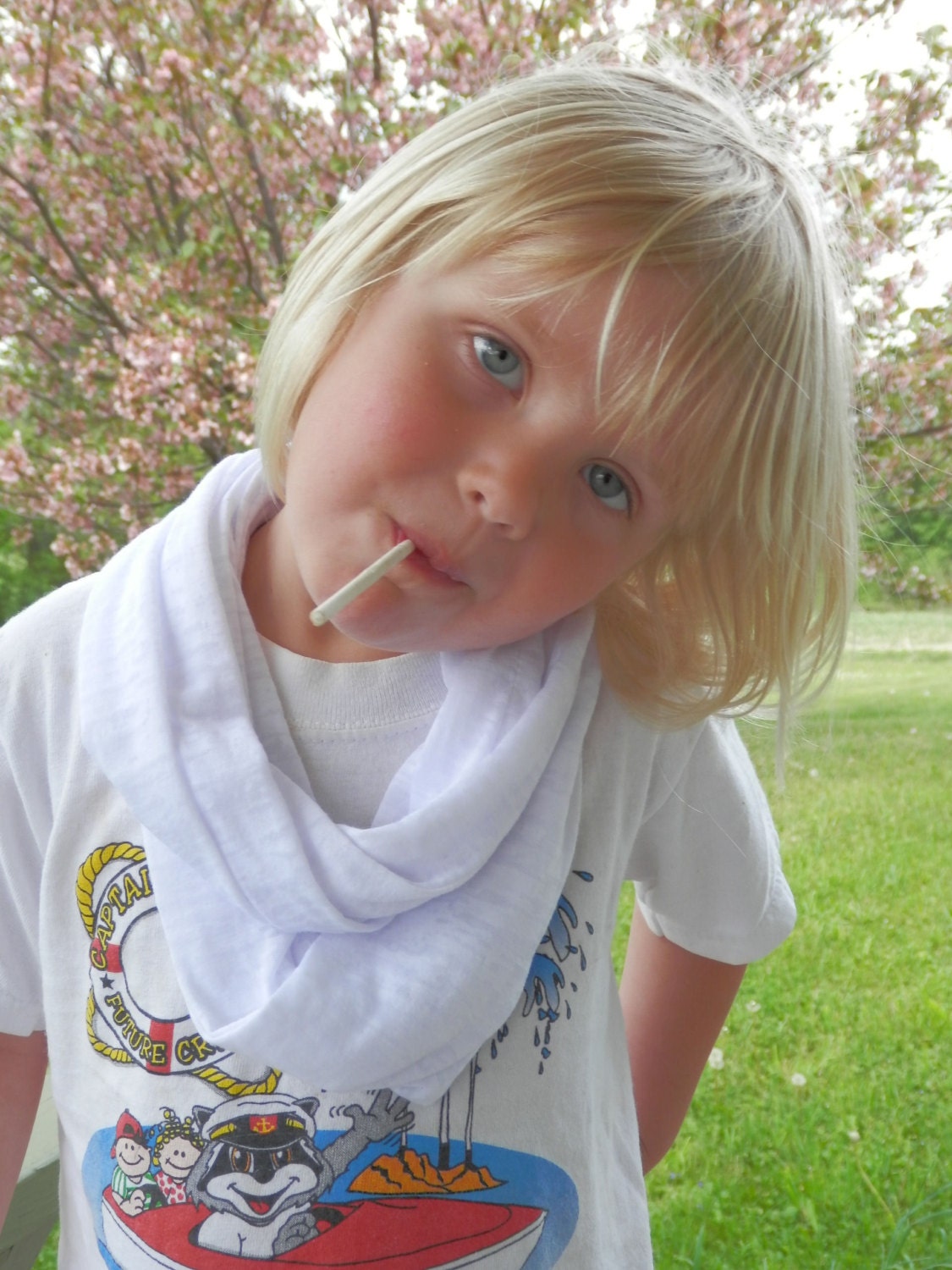 Summer White Jersey Infinity Scarf Rayon Burnout Knit Handmade Fashion for Girls and Women