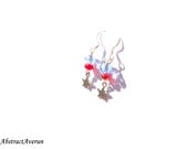 Patriotic Star Earrings - 4th of July - Red, Blue Crystal Rondelle Beads- Chain, Dangle Earrings