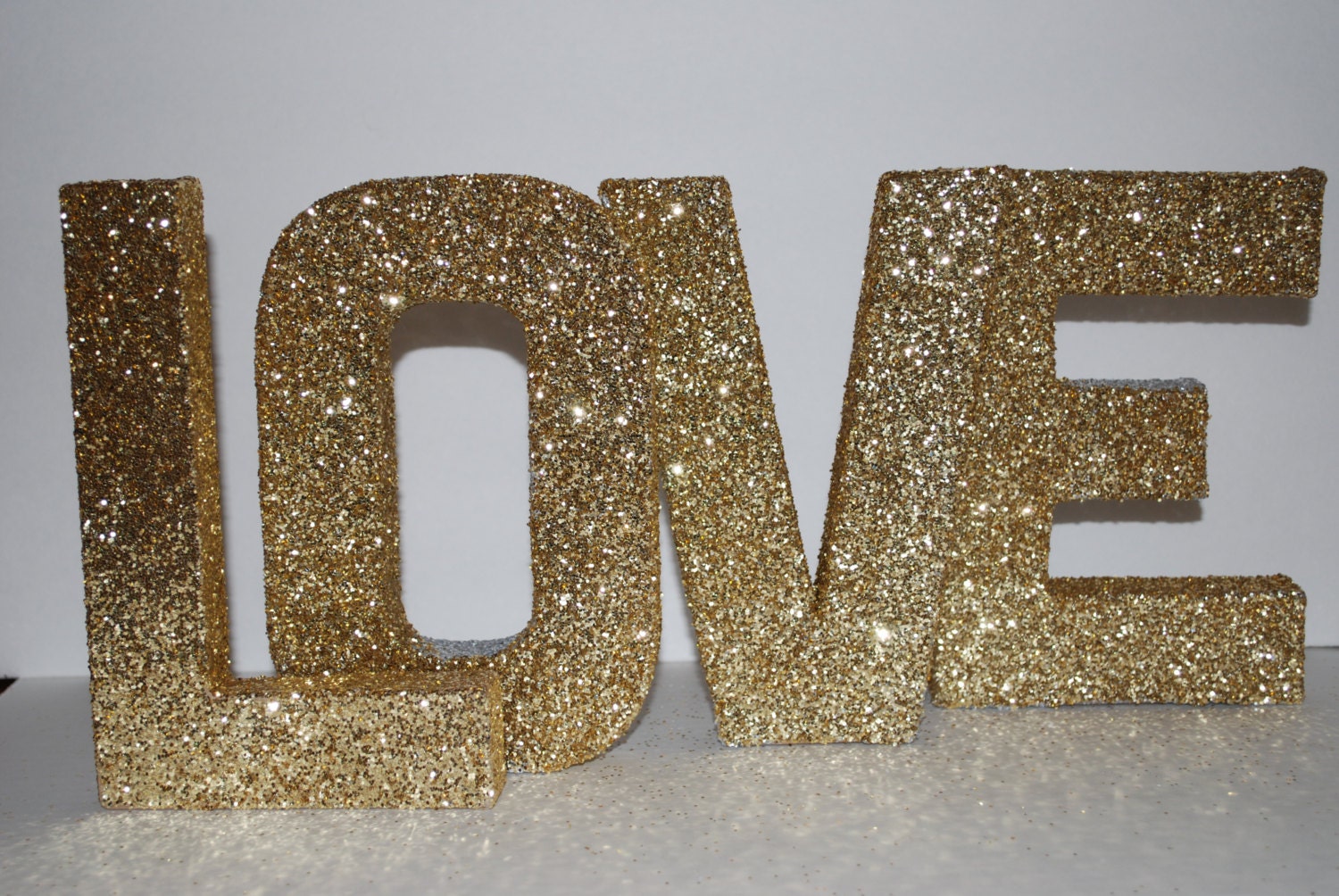 GOLD GLITTERED LETTERS 8" Featured on "Wedding Chicks" Black Tie Wedding, Elegant Celebration