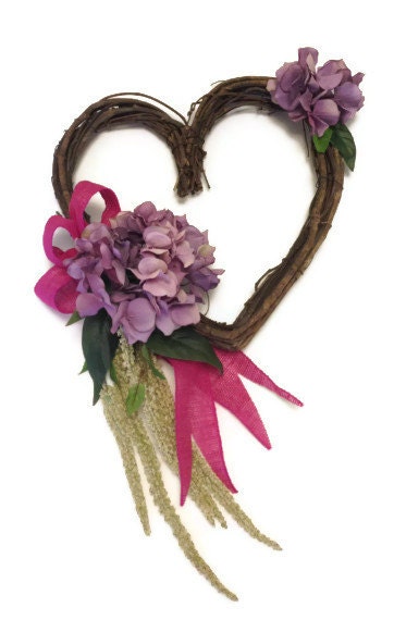 Rustic Heart Hydrangea Door Wreath Home Decor Floral Arrangement