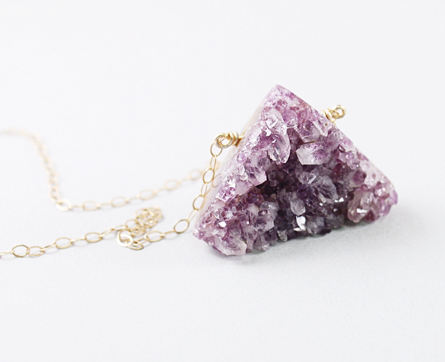 Gold filled jewelry amethyst druzy necklace