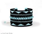 Bohemian bracelet beaded embroidered cuff Gypsy inspired Black by LuciaFloresDesign