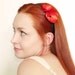 Red poppy on black headband satin & Swarovski LIMITED EDITION by Jye, Hand-made in France