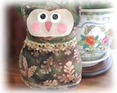 Woodland OWL Pillow Owl Doll 9 inch Soft Sculpture Doll Primitive Handmade CharlotteStyle Decorative Folk Art