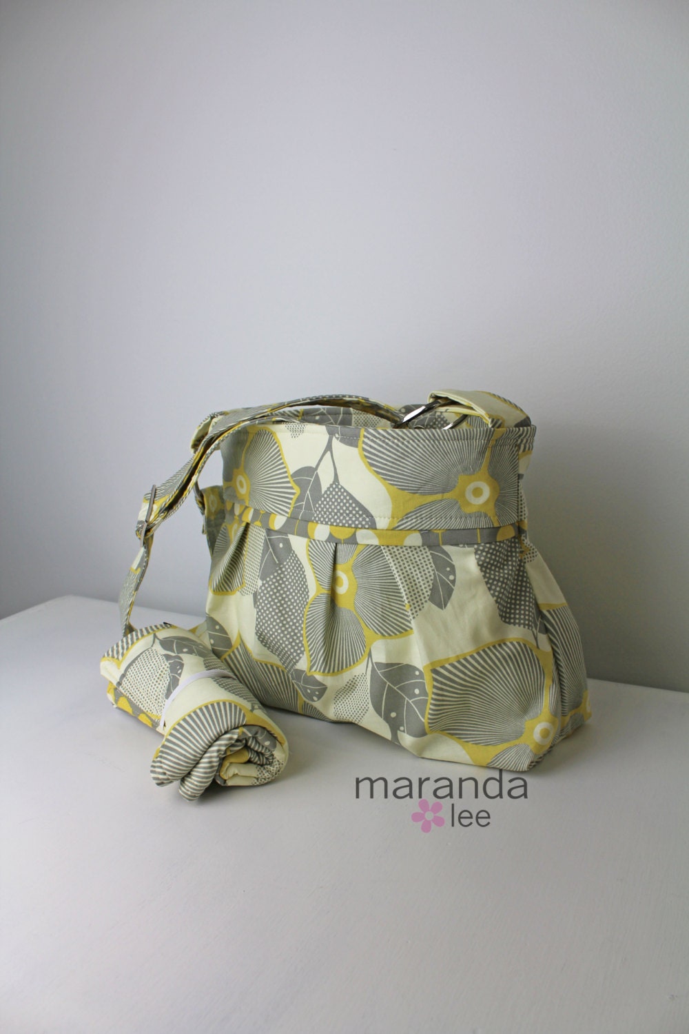 Stella Diaper Bag Set  with Changin Pad-Medium -Optic Blossom and Martini- 6 pockets Adjustable Strap Attach to Stroller