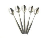 Mid Century Floral Design Iced Tea Spoons (Set of 5)