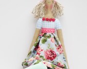 Fabric doll cloth doll lovely art doll - blonde pink blue rose rag doll- birthday gift for girl Mothers day gift- Collectable doll