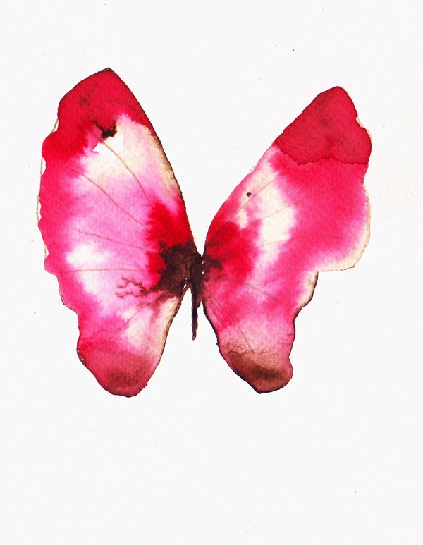 scarlet and cherry red butterfly. original watercolour painting