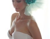 TAWNY - Teal Fascinator Set, Photography Headpiece, Large Flower Fascinator, Turquoise Flowers