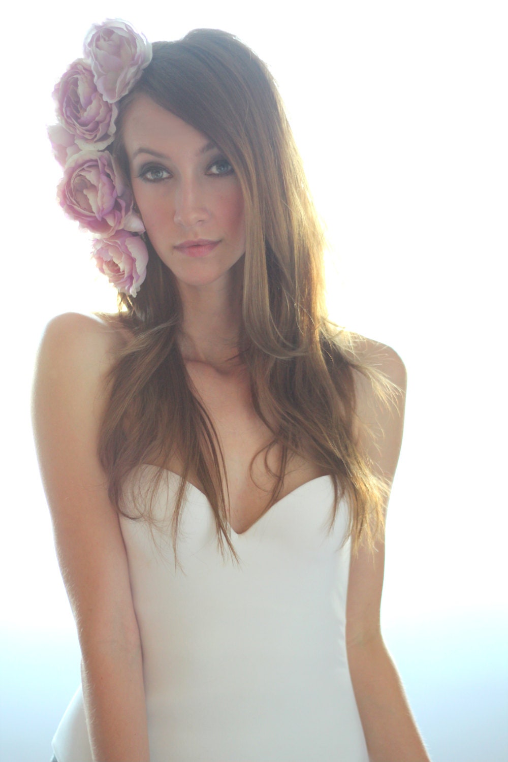 PIPER - Purple Hair Fascinator Set, Photography Hair Flowers, Large Flower Fascinator, Oversized Flowers, Bridal Hair