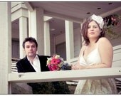 Plus Size Modern Garden Wedding Dress with Plunging V-neck, Full Silk Skirt  perfect for a Beach Destination Simple Wedding gown
