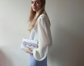 MINT Beaded Clutch. Small Cotton Clutch. Aztec Beaded Clutch. Hand Dyed Clutch