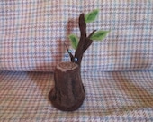 Needle Felted Wool Stump Sprout - Eco Friendly - Wedding Table Marker - Pin Cushion