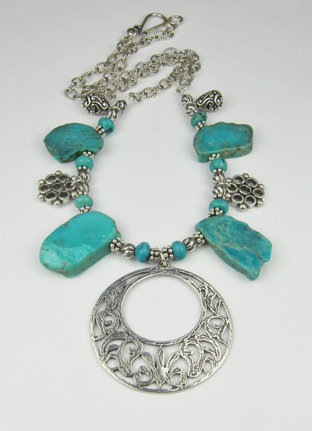 Turquoise Necklace,Silver Necklace, December Birthstone,Statement Necklace,Pendant Necklace,Gemstone Necklace,Sterling Silver Jewelry,Unique