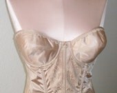 Vintage Bustier Beige Lace Strapless Bra Lady Marlene Corset 36B