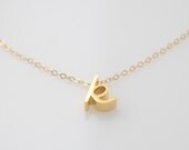 New gold initial pendant - lowercase initial gold necklace