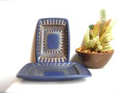 Vintage Pair of Scandinavian Modernist Studio Pottery Art Dishes Upsala Ekeby Sweden Rare