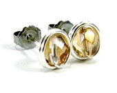 Champagne Gold Earrings  Gilded Crystal Celsian Coated Czech Glass Beads Wire Wrapped in Nickel Free Silver  Hypoallergenic Jewelry