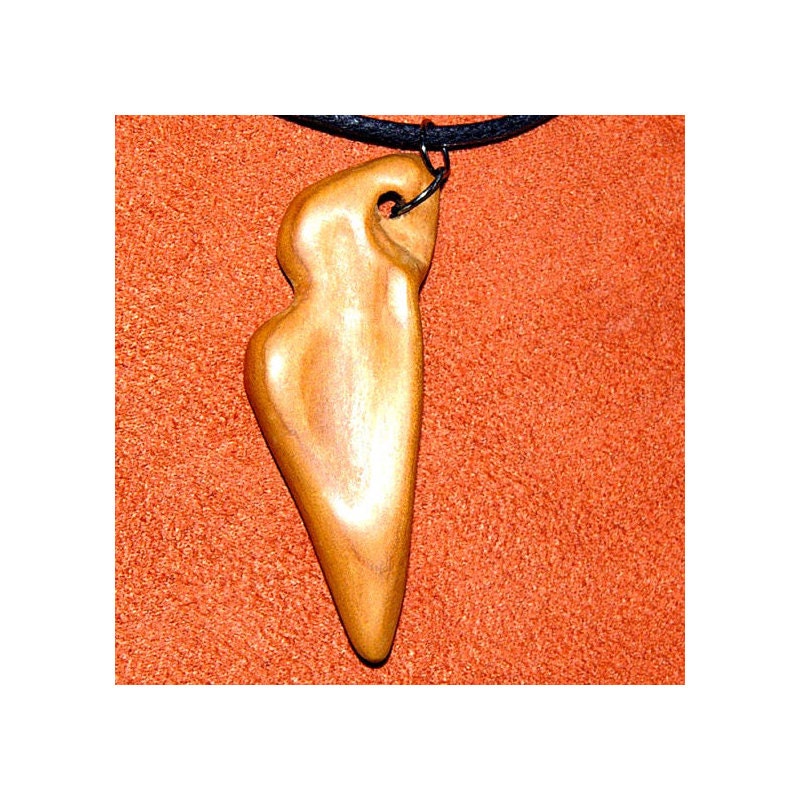 Wood  Pendant  Hand Carved Miniature Wearable Art