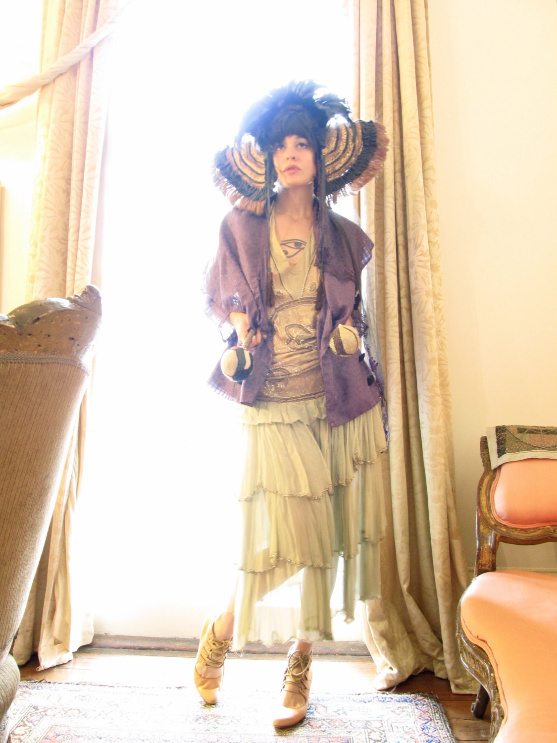 Vintage Christian Lacroix Design One of a Kind African Violet Silk Jacket