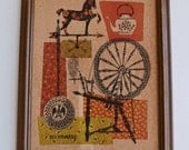 Vintage Print Bev Edwards Framed Wall Hanging Folk Art Americana Art Framed Print