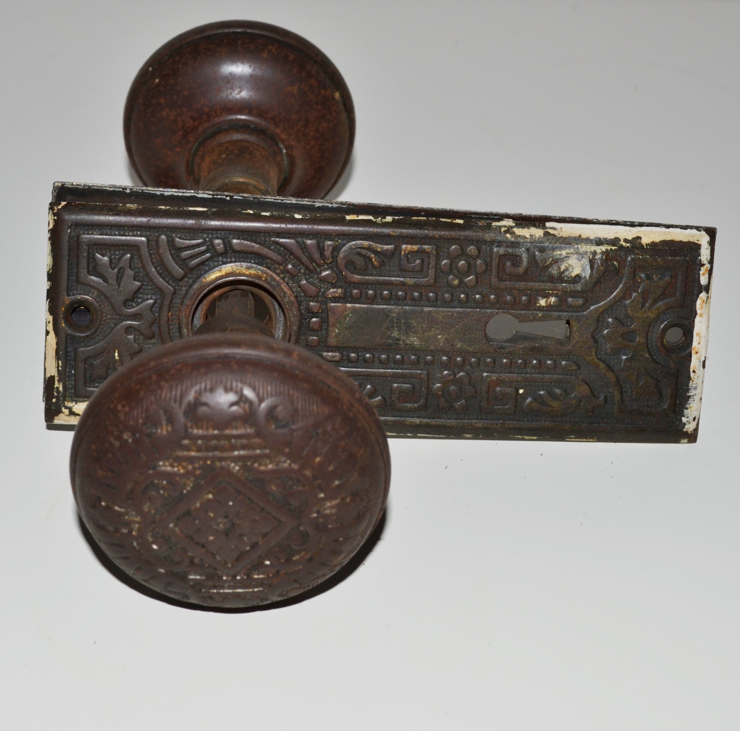 Antique Metal Door Knob Set Vintage Door Knob Antique Door Hardware Door Knob Set with Plates