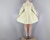 Vintage Dress Floral 70's High Neck Long Sleeved Mini Dress